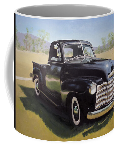 Chevrolet Coffee Mug featuring the painting Le Camion Noir by Elizabeth Jose