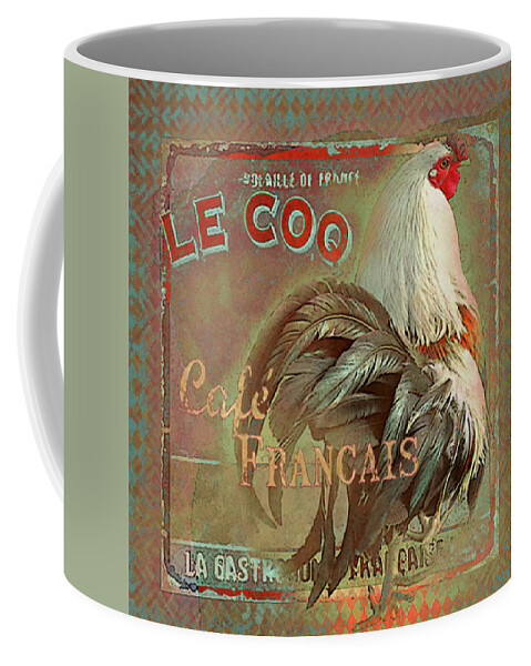 Paris Coffee Mug featuring the digital art Le Coq - Cafe Francais by Jeff Burgess