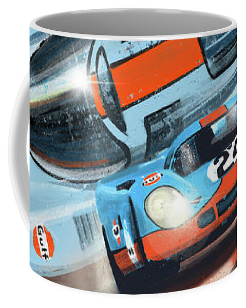 Le Mans Coffee Mug featuring the painting Le Mans 24H by Sassan Filsoof