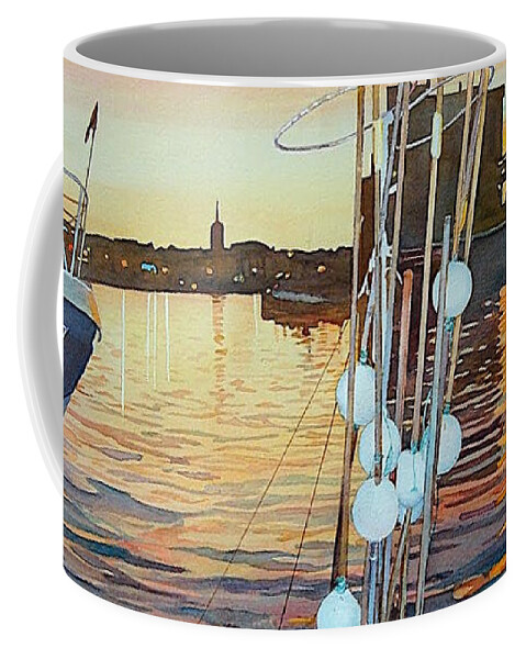 Port Coffee Mug featuring the painting Le Port - 17H - Sables d'Olonne - Vendee - France by Francoise Chauray