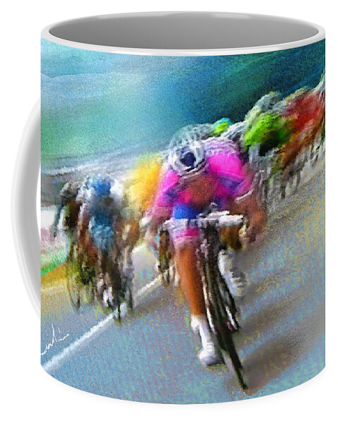 Sports Coffee Mug featuring the painting Le Tour de France 09 by Miki De Goodaboom