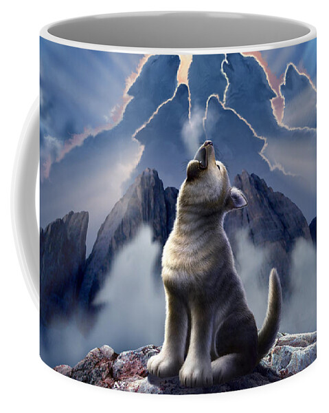 Wolf Coffee Mug featuring the digital art Leader of the Pack by Jerry LoFaro