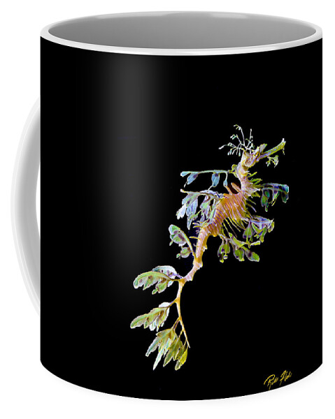 Animals Coffee Mug featuring the photograph Leafy Sea Dragon in Blackness by Rikk Flohr
