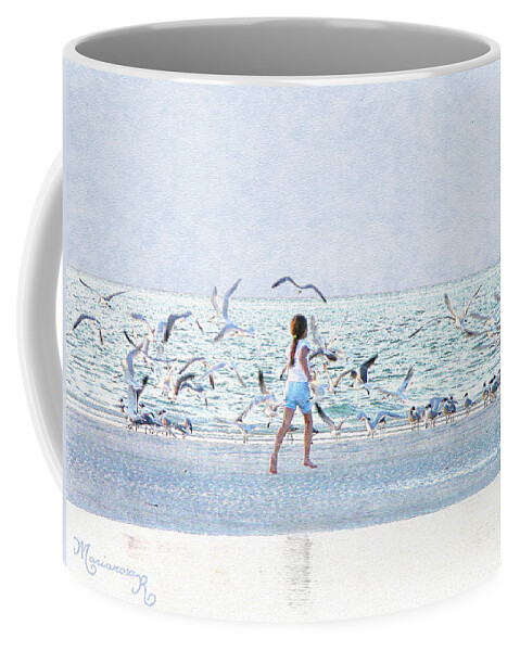 Beach Coffee Mug featuring the photograph Learning to Fly by Mariarosa Rockefeller