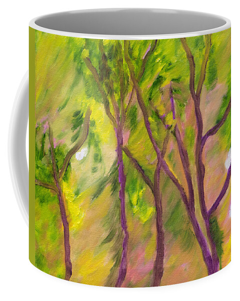 Trees Coffee Mug featuring the painting Leaves Blowing in the Wind by Meryl Goudey