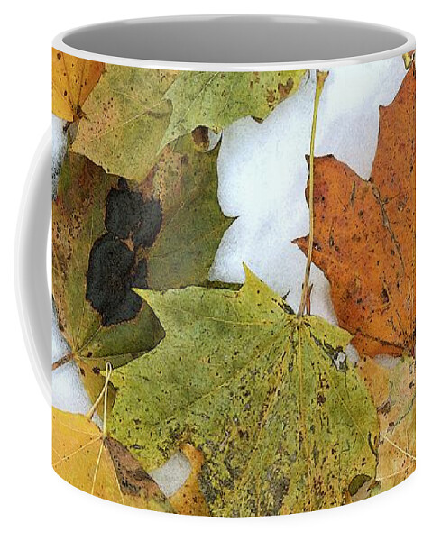 Abstract Coffee Mug featuring the digital art Leaves On The Snow Three by Lyle Crump