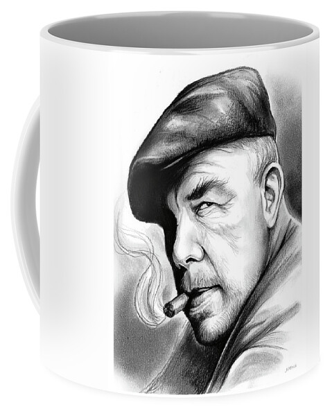 Lee Marvin Coffee Mug featuring the drawing Lee Marvin by Greg Joens