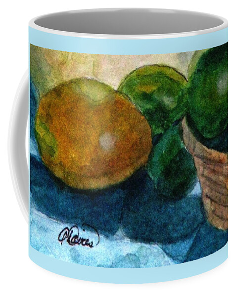 Lemons Coffee Mug featuring the painting Lemons And Limes by Angela Davies