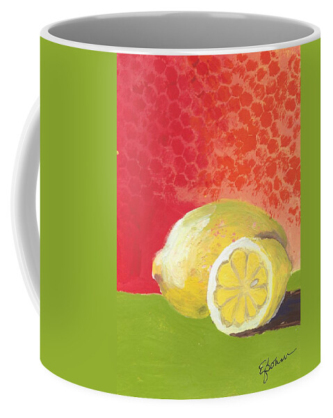 Abstract Lemons Coffee Mug featuring the painting Lemons by Elise Boam