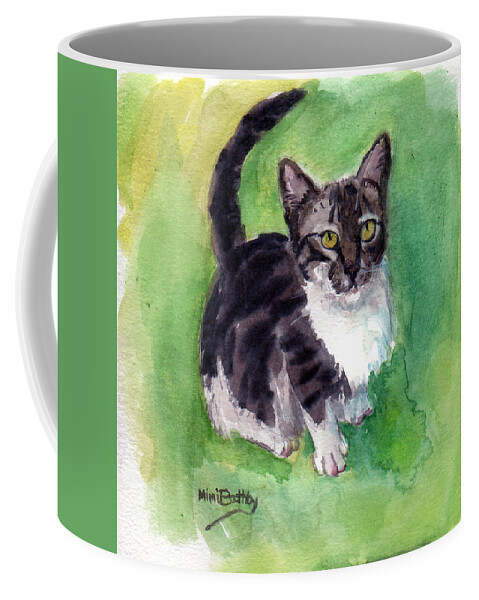 Cat Coffee Mug featuring the painting Leo by Mimi Boothby