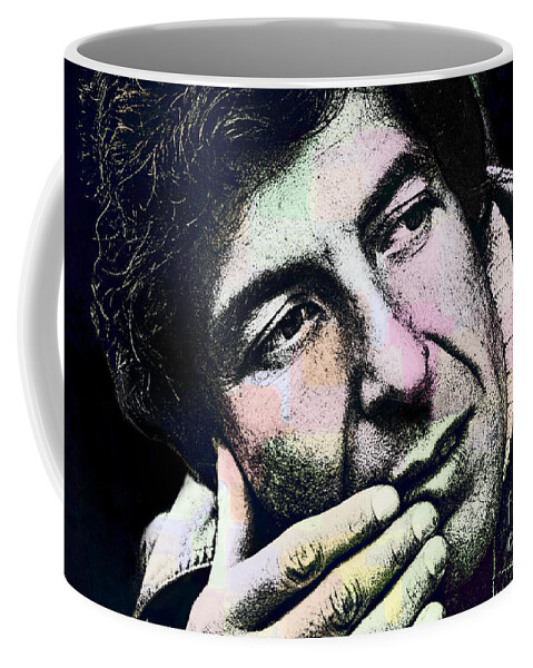 Leonard Cohen Coffee Mug featuring the digital art Leonard Cohen - Drawing Tribute by Ian Gledhill