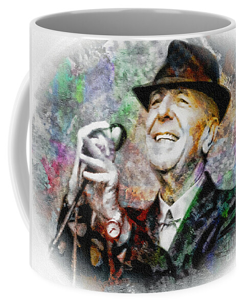 Leonard Cohen Coffee Mug featuring the painting Leonard Cohen - Tribute Painting by Ian Gledhill