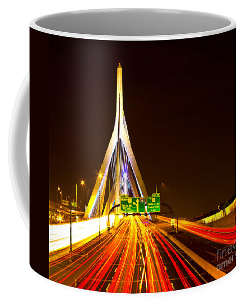 Leonard P. Zakim Bunker Hill Bridge Coffee Mug featuring the photograph Leonard P. Zakim Bunker Hill Bridge by Michael Tidwell