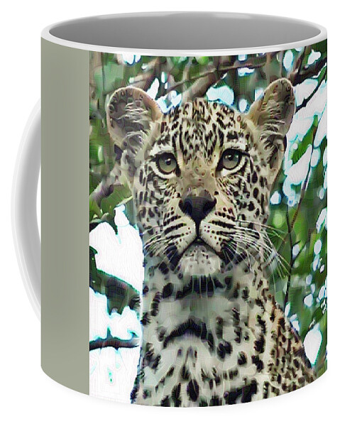 Leopard Coffee Mug featuring the photograph Leopard Face by Gini Moore