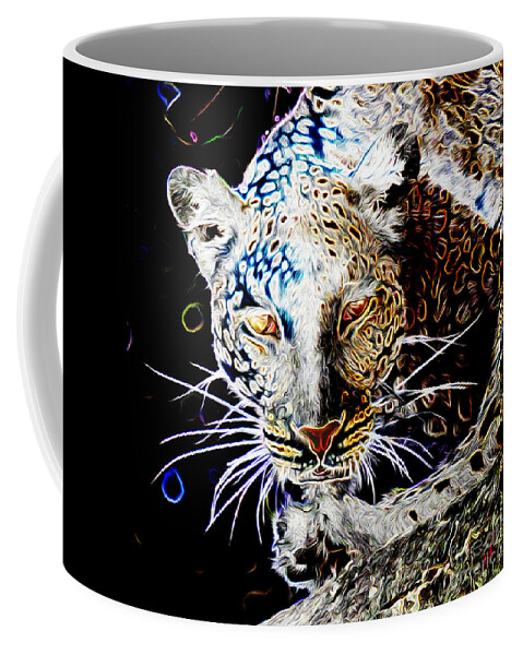 Leopardo Coffee Mug featuring the digital art Leopard by - Zedi -