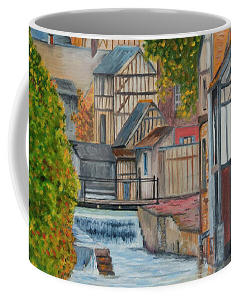 Painting Coffee Mug featuring the painting L'Eure a Louviers - France by Jean-Pierre Ducondi