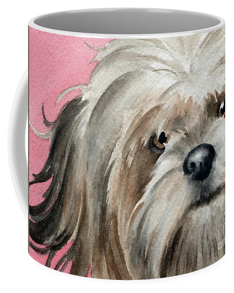 Lhasa Coffee Mug featuring the painting Lhasa Apso by David Rogers
