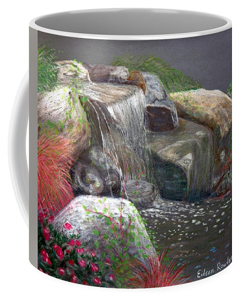 Liberty. Pathway Coffee Mug featuring the painting Libertry Pathway Waterfall - Eileen Rowland by Charles Rowland