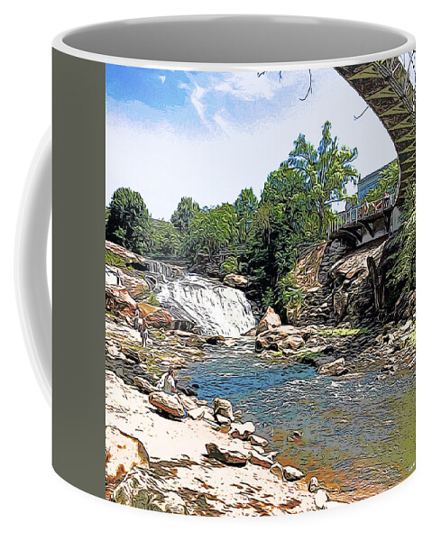 Greenville Coffee Mug featuring the digital art Liberty Bridge by Greg Joens