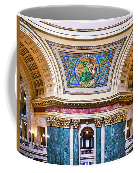 Madison Coffee Mug featuring the photograph Liberty Mural - Capitol - Madison - Wisconsin by Steven Ralser