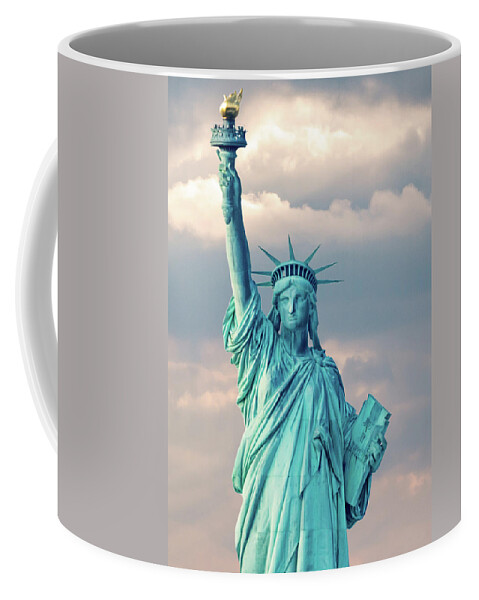 New York Coffee Mug featuring the photograph Liberty up close by Framing Places