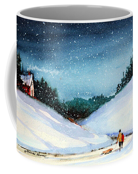 Liberty. Christmas Coffee Mug featuring the painting Liberty - Walk in the Snow by Charles Rowland
