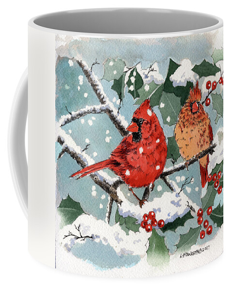 Cardinals Coffee Mug featuring the painting Lifemates by Louise Howarth