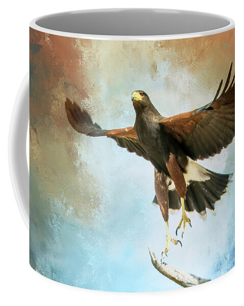 Hawk Coffee Mug featuring the photograph Lift Off by Barbara Manis