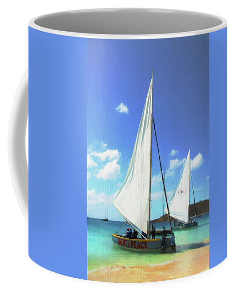 Boats Coffee Mug featuring the photograph Light and Peace Sailboat in Anguilla by Ola Allen