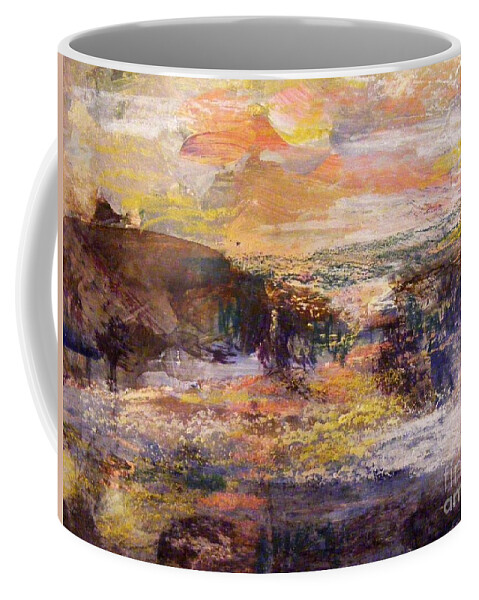 Abstract Gouache Landscape Coffee Mug featuring the painting Light Show at Dawn by Nancy Kane Chapman