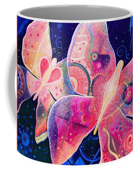 Butterflies Coffee Mug featuring the mixed media Lighthearted In Full Spectrum by Helena Tiainen