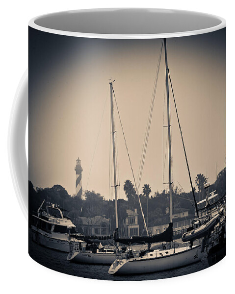 Sailboat Coffee Mug featuring the photograph Lighthouse and Sails by Valerie Cason