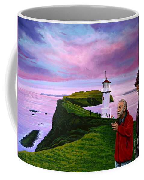 Denmark Coffee Mug featuring the painting Lighthouse at Mykines Faroe Islands by Paul Meijering