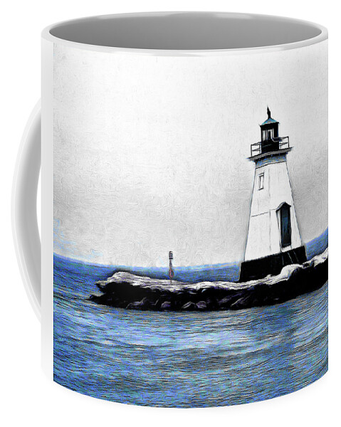 Lighthouse Coffee Mug featuring the digital art Lighthouse by Leslie Montgomery