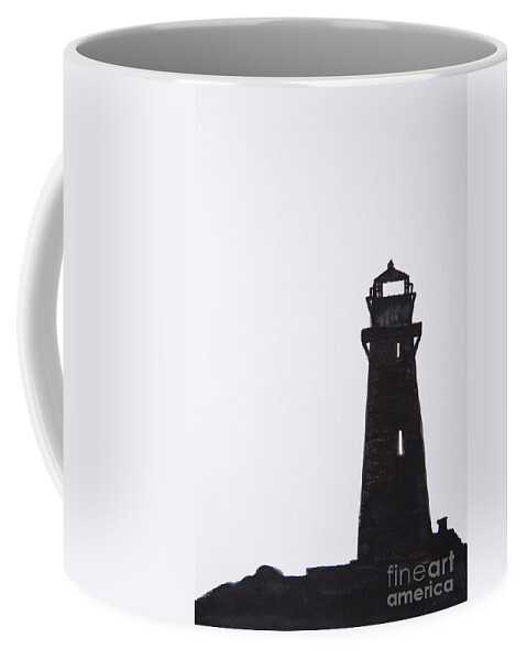 Alert Coffee Mug featuring the photograph Lighthouse on a rock by Tara Thelen
