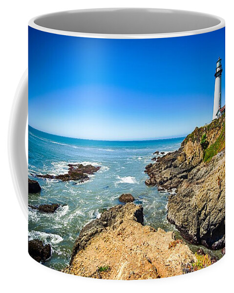 Big Coffee Mug featuring the photograph Lighthouse standing on big sure california coastline on pacific by Alex Grichenko