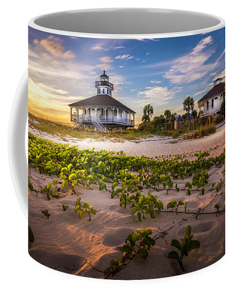 Lighthouse Coffee Mug featuring the photograph Lighthouse Sunset by Marvin Spates