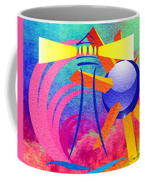 Lighthouse Coffee Mug featuring the mixed media Lighthousegalaxy by Gena Livings