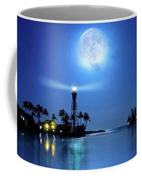 Lighthouse Coffee Mug featuring the photograph Lighting the Lighthouse by Mark Andrew Thomas