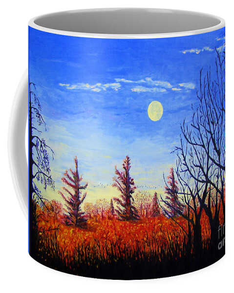 Moon Coffee Mug featuring the painting Lighting the sky by Lisa Rose Musselwhite