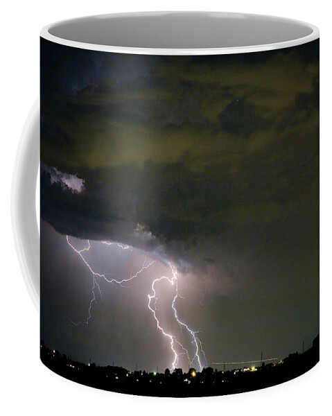 Colorado Lightning Storm Coffee Mug featuring the photograph Lightning Man in the Clouds by James BO Insogna