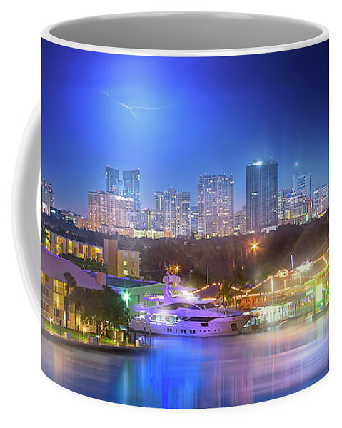 Fort Lauderdale Coffee Mug featuring the photograph Lightning Over Fort Lauderdale by Mark Andrew Thomas
