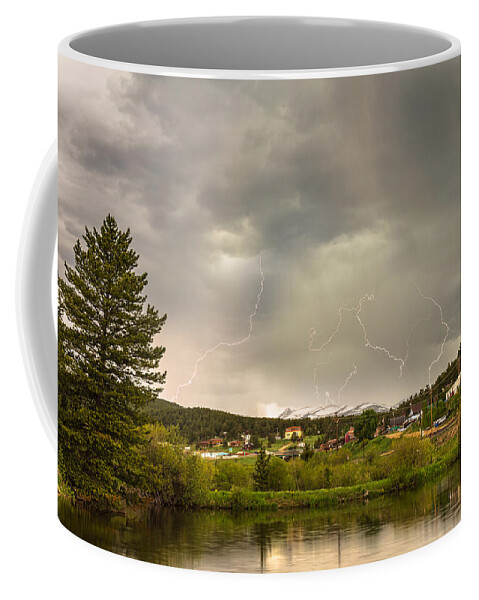 Lightning Coffee Mug featuring the photograph Lightning Striking Over Rollinsville Colorado by James BO Insogna