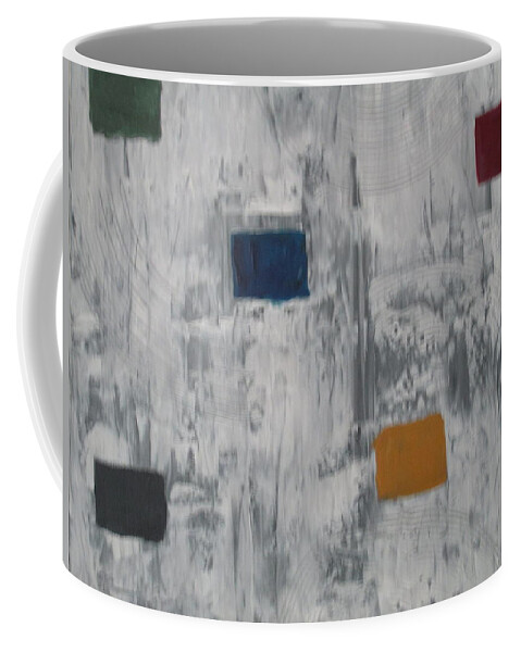 Abstract Coffee Mug featuring the painting Lights In A Blizzard by Sharyn Winters