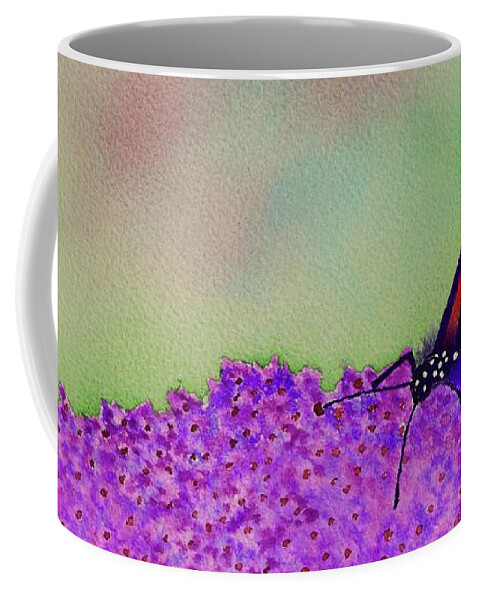  Coffee Mug featuring the painting Lilac and Butterfly by Barrie Stark