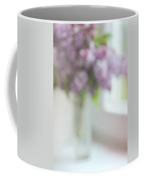 Jenny Rainbow Fine Art Photography Coffee Mug featuring the photograph Lilac at the Window. Impressionism by Jenny Rainbow