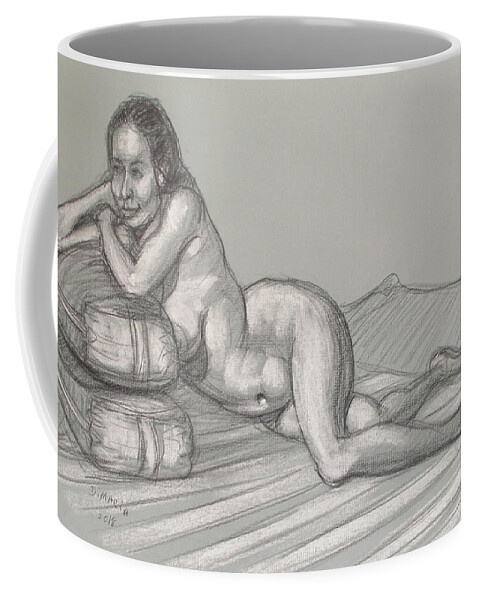 Realism Coffee Mug featuring the drawing Liliana Hair Down 1 by Donelli DiMaria