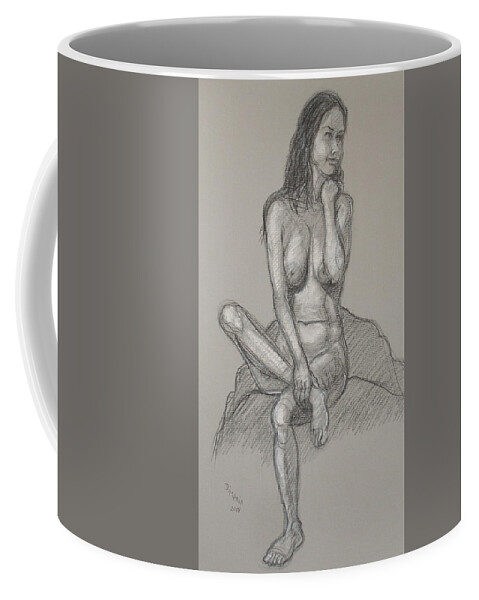 Realism Coffee Mug featuring the drawing Liliana Legs Crossed by Donelli DiMaria