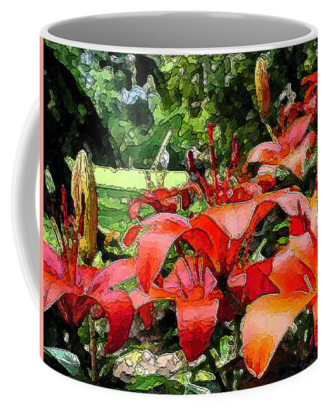 Landscape Coffee Mug featuring the photograph Lilies Afire by James Rentz