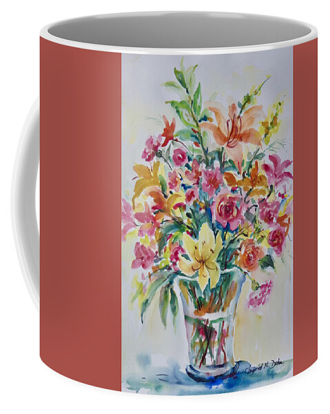 Flowers Coffee Mug featuring the painting Lilies and Roses by Ingrid Dohm
